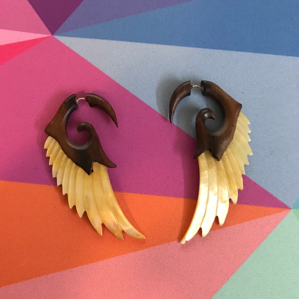 Fake gauge earrings.
